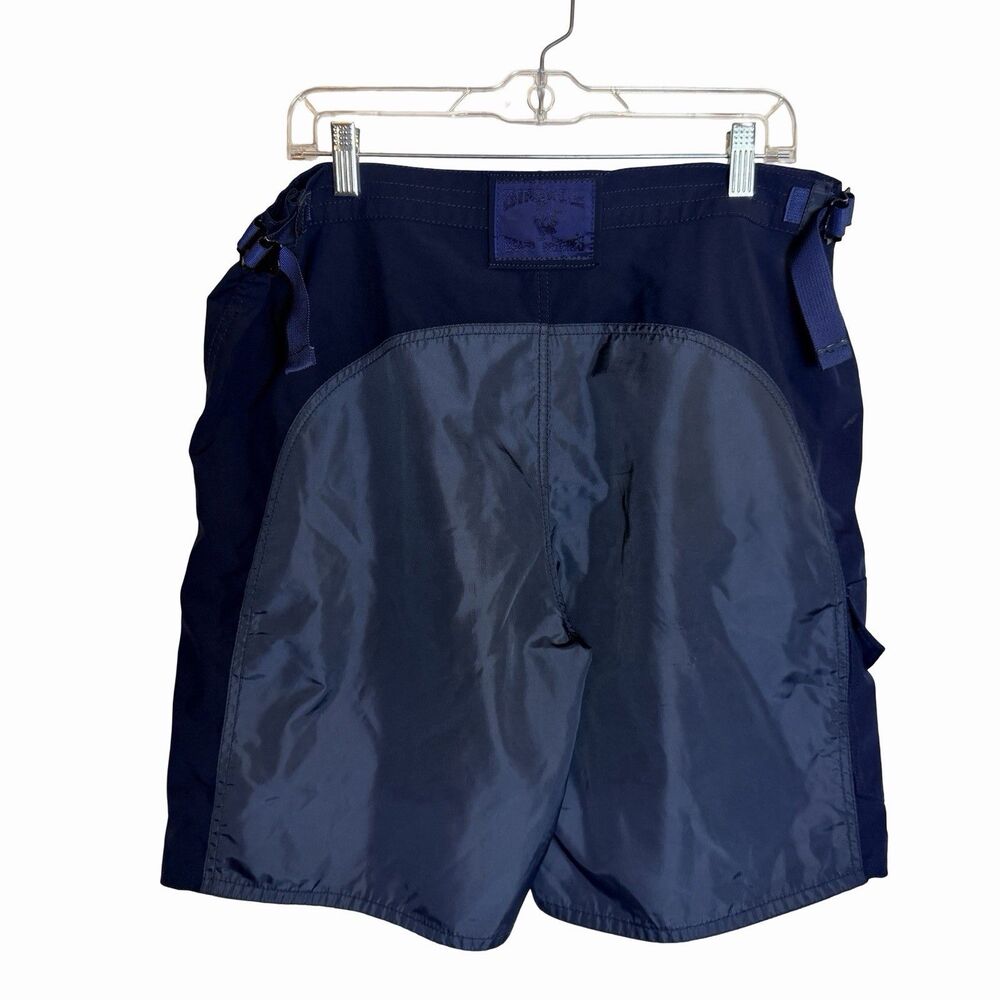 Birdwell Beach Britches Shorts Mens Large Blue Navy Button Fly Cargo Adjustable